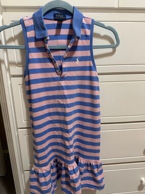 Polo by Ralph Lauren Pink and Blue Striped Sleeveless Polo Dress